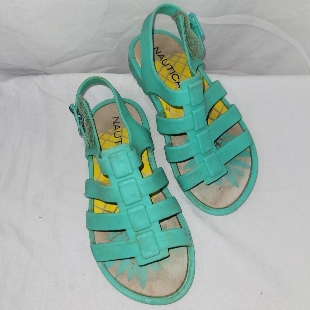 Nautica size 8 toddler girl blue green jelly water play sandals